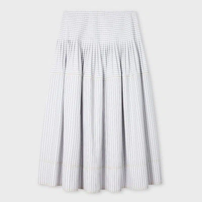 Paul Smith Women's Cotton-blend Blue Stripe Skirt White In Gray