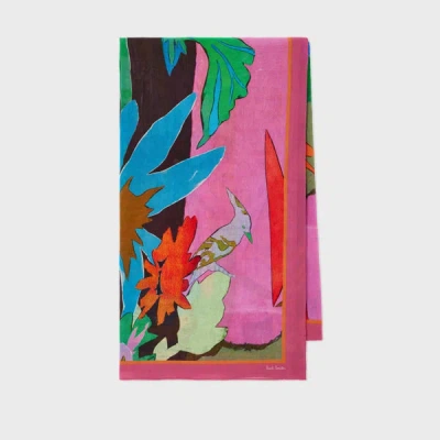 Paul Smith Women's Cotton 'river Collage' Scarf Pink In Multi