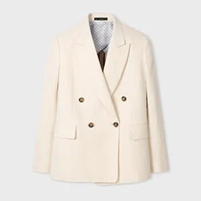 Paul Smith Women's Cream Cotton-linen Double-breasted Blazer White