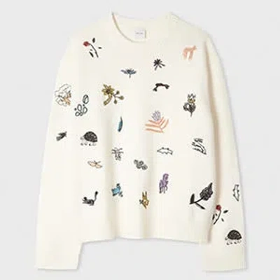 Paul Smith Women's Cream Embroidered 'little Beasts' Sweater White