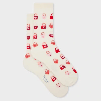 Paul Smith Women's Cream 'heart Locket' Socks White In Multi