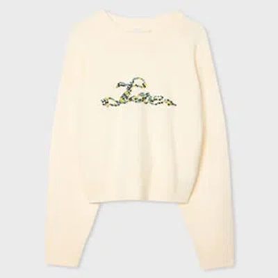 Paul Smith Women's Cream 'love' Embroidered Knitted Sweater White
