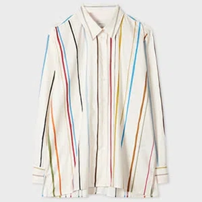PAUL SMITH WOMEN'S CREAM 'PAINTED STRIPE' SHIRT WHITE