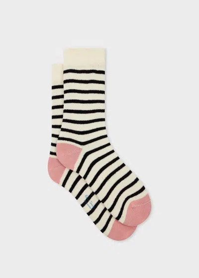 Paul Smith Women's Cream Stripe Socks White