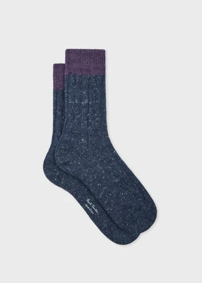 Paul Smith Women's Dark Blue Cotton-blend Cable Knit Socks