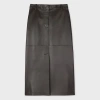 PAUL SMITH WOMEN'S DARK BROWN LEATHER MIDI SKIRT PURPLE