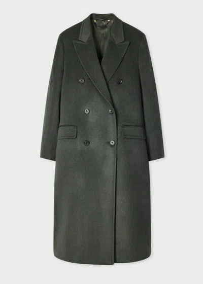 Paul Smith Women's Dark Green Wool-cashmere Double-breasted Coat In Black