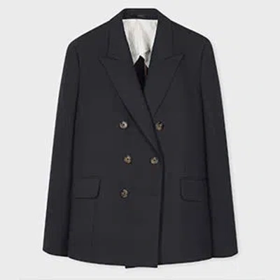 Paul Smith Women's Dark Navy Double Breasted Linen Blazer Blue