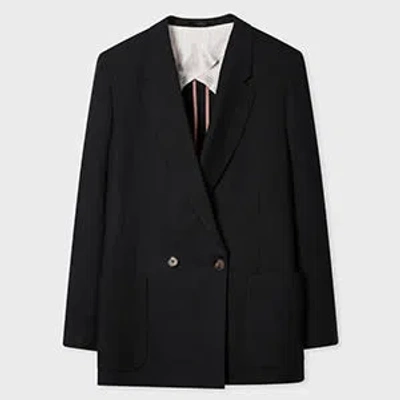 Paul Smith Women's Dark Navy Linen Double-breasted Blazer Blue