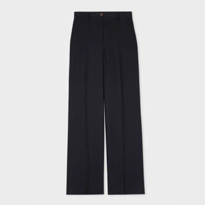 Paul Smith Women's Dark Navy Linen Wide-leg Trousers Blue