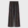 Paul Smith Women's Dark Navy Pinstripe 'signature Stripe' Wide-leg Trousers Blue In Blue