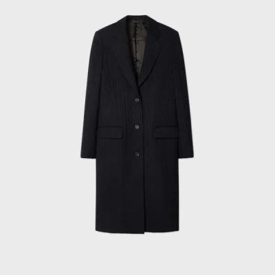 Paul Smith Women's Dark Navy 'shadow Stripe' Cashmere-blend Epsom Coat Blue