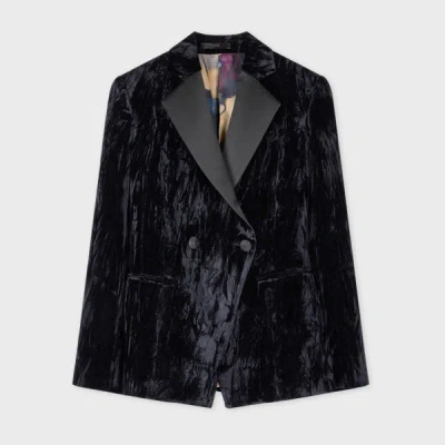 Paul Smith Women's Dark Purple Crushed Velvet Double-breasted Evening Blazer
