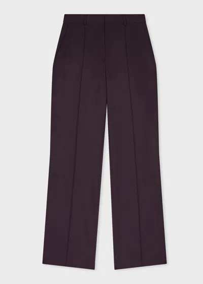 Paul Smith Women's Dark Purple Wool Gabardine Trousers In Black