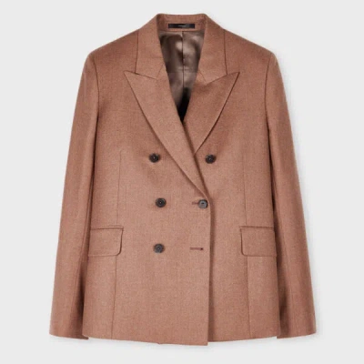 Paul Smith Women's Dusty Rose Wool-cashmere Flannel Double Breasted Blazer Brown