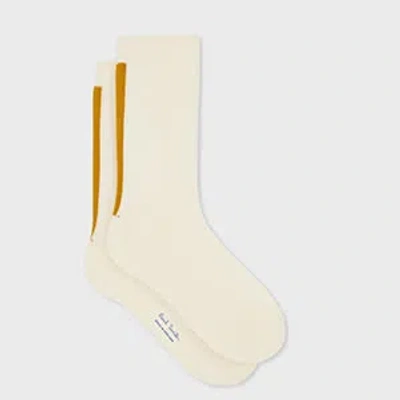 Paul Smith Women's Ecru And Mustard 'racer Stripe' Socks White