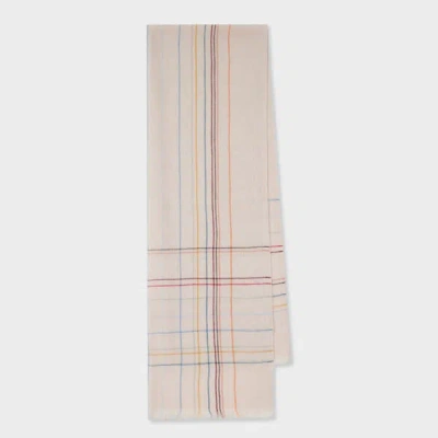 Paul Smith Women's Ecru Broken 'signature Stripe' Check Scarf White