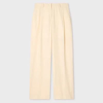 Paul Smith Women's Ecru Cotton Wide-leg Trousers White In Nude