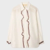 Paul Smith Women's Ecru 'signature Stripe' Ribbon Print Oversized Silk Shirt White In White