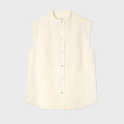 Paul Smith Women's Ecru Sleeveless Grandad Shirt White