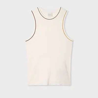 Paul Smith Women's Ecru Wool-silk Knitted Vest With Contrast Stitching White In Neutral