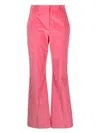Paul Smith High-waisted Velvet Finish Trousers With Flare Leg In Pink