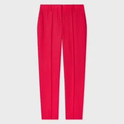 Paul Smith Linen Pleated Trousers In Red