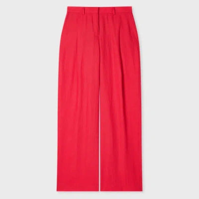 Paul Smith Women's Fuchsia Wide-leg Linen Trousers Pink In Red