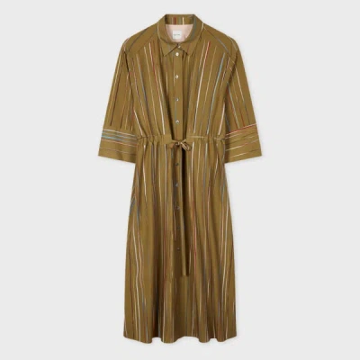 Paul Smith Women's Green 'signature Stripe' Pinstripe Shirt Dress