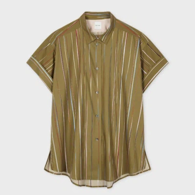 Paul Smith Women's Green 'signature Stripe' Short Sleeve Shirt