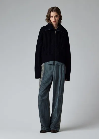 Paul Smith Women's Grey And Blue Mixed Stripe Wide-leg Trousers