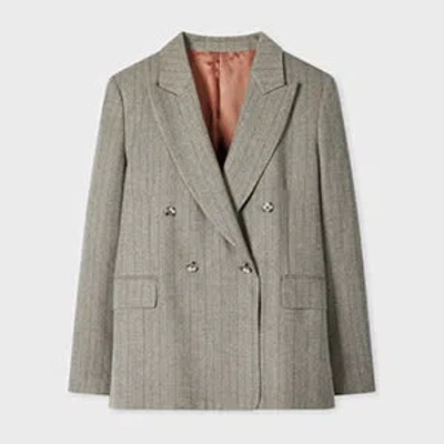 Paul Smith Women's Grey 'chalk Stripe' Relaxed Double-breasted Blazer Brown