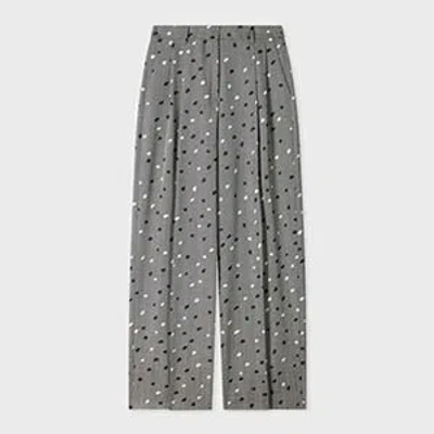 Paul Smith Women's Grey Herringbone Polka Dot Overlay Wide-leg Trousers