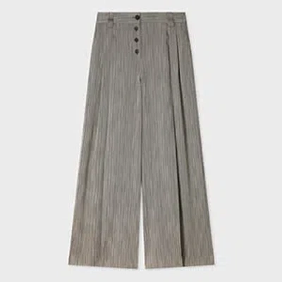 Paul Smith Women's Grey Herringbone Wide-leg Pleated Trousers In Gray