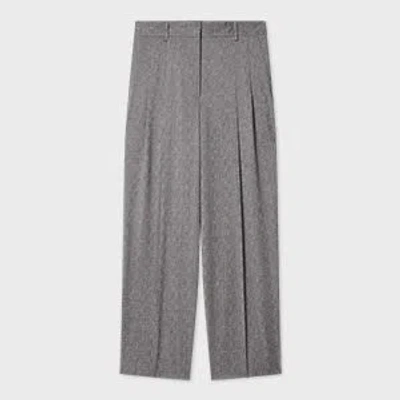 Paul Smith Women's Grey Textured Wool Pleated Trousers In Gray
