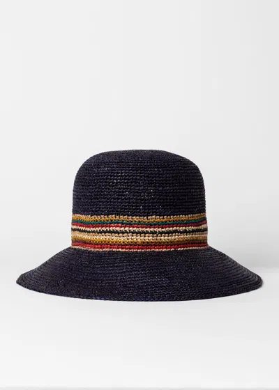 Paul Smith Women Hat Straw Signature In Navy