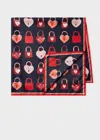 Paul Smith Women's 'heart Locket' Silk Scarf Blue In Blue