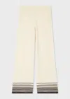 Paul Smith Women's Ivory Cotton Knitted Stripe Trim Cropped Trousers White In White
