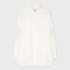 Paul Smith Women's Ivory Embroidered Sleeve Cotton-blend Shirt White In White