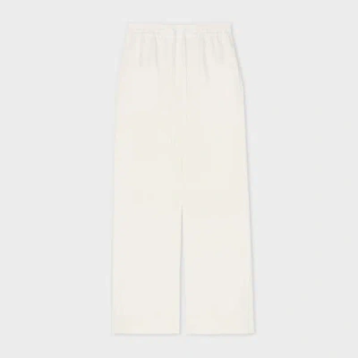 Paul Smith Women's Ivory Linen Wide Leg Drawstring Trousers White