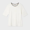 Paul Smith Women's Ivory Viscose Top With 'signature Stripe' Trim White