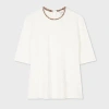 Paul Smith Women's Jersey Ivory Top With 'signature Stripe' Trim White In White