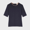 Paul Smith Women's Jersey Navy Top With 'signature Stripe' Trim Blue In Blue