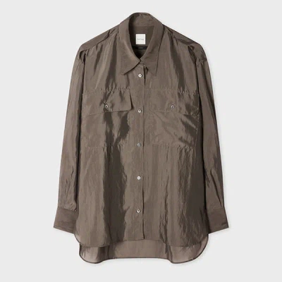 Paul Smith Women's Khaki Organza Utility Shirt Grey