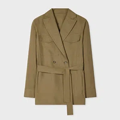 Paul Smith Women's Khaki Oversized Double-breasted Belted Jacket Green In Multi