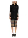 Paul Smith Ribbed Knit Dress With Button-down Front In Black
