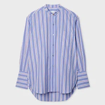 Paul Smith Women's Light Blue Bengal Stripe Grandad Shirt