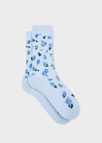 Paul Smith Women's Light Blue 'rose' Socks