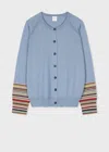 Paul Smith Women's Light Blue 'signature Stripe' Cuff Cardigan In Blue