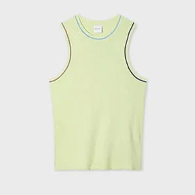Paul Smith Women's Lime Green Wool-silk Knitted Vest With Contrast Stitching
